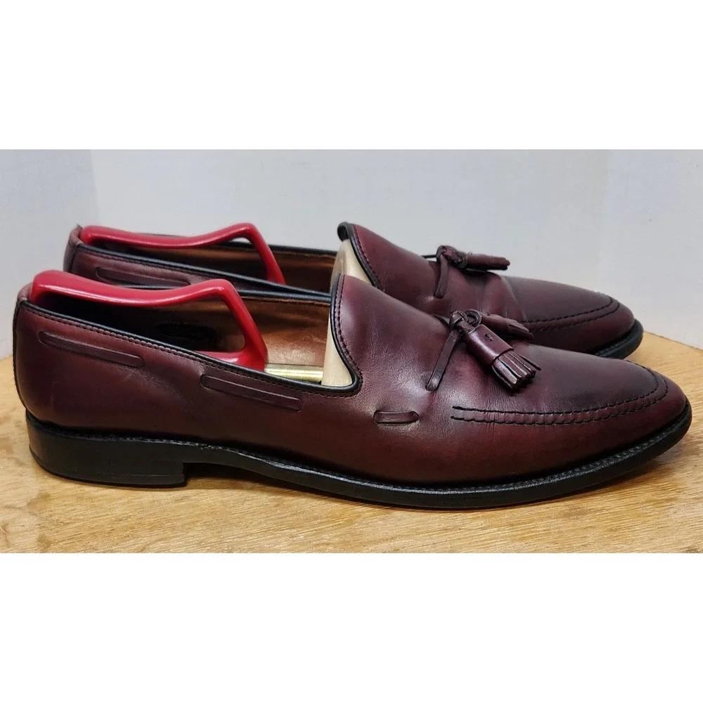 Allen Edmonds Grayson Burgundy Leather Tassel Loafers Mens 10.5 B 8217 Dress